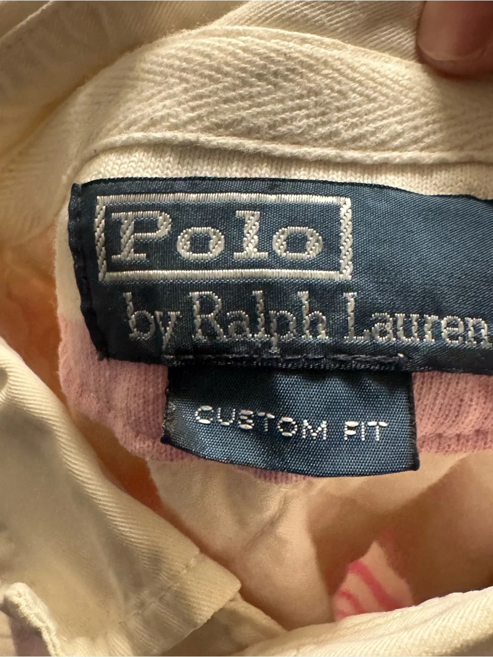 Ralph Lauren vtg rugby Pink & White Striped Polo Shirt